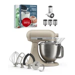 KitchenAid 4,7 L 5KSM50 Artisan Plus Küchenmaschine Beginnerset mit Gemüseschneider-Oat (Hafer)