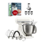 KitchenAid 4,7 L 5KSM50 Artisan Plus Küchenmaschine Beginnerset mit Gemüseschneider-Porcelain White