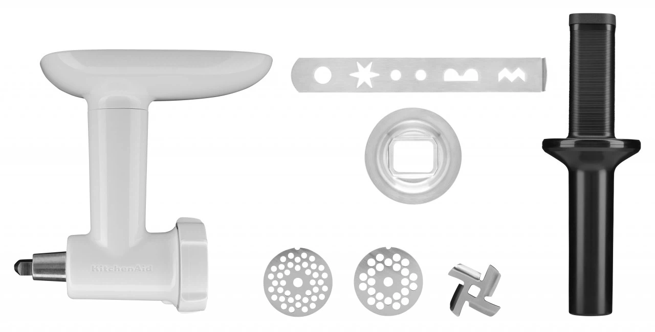 KitchenAid 4,8 L 5KSM50 Artisan Plus Küchenmaschine Allrounderset mit Gemüseschneider + Fleischwolf + Spritzgebäckvorsatz-Gusseisen Schwarz