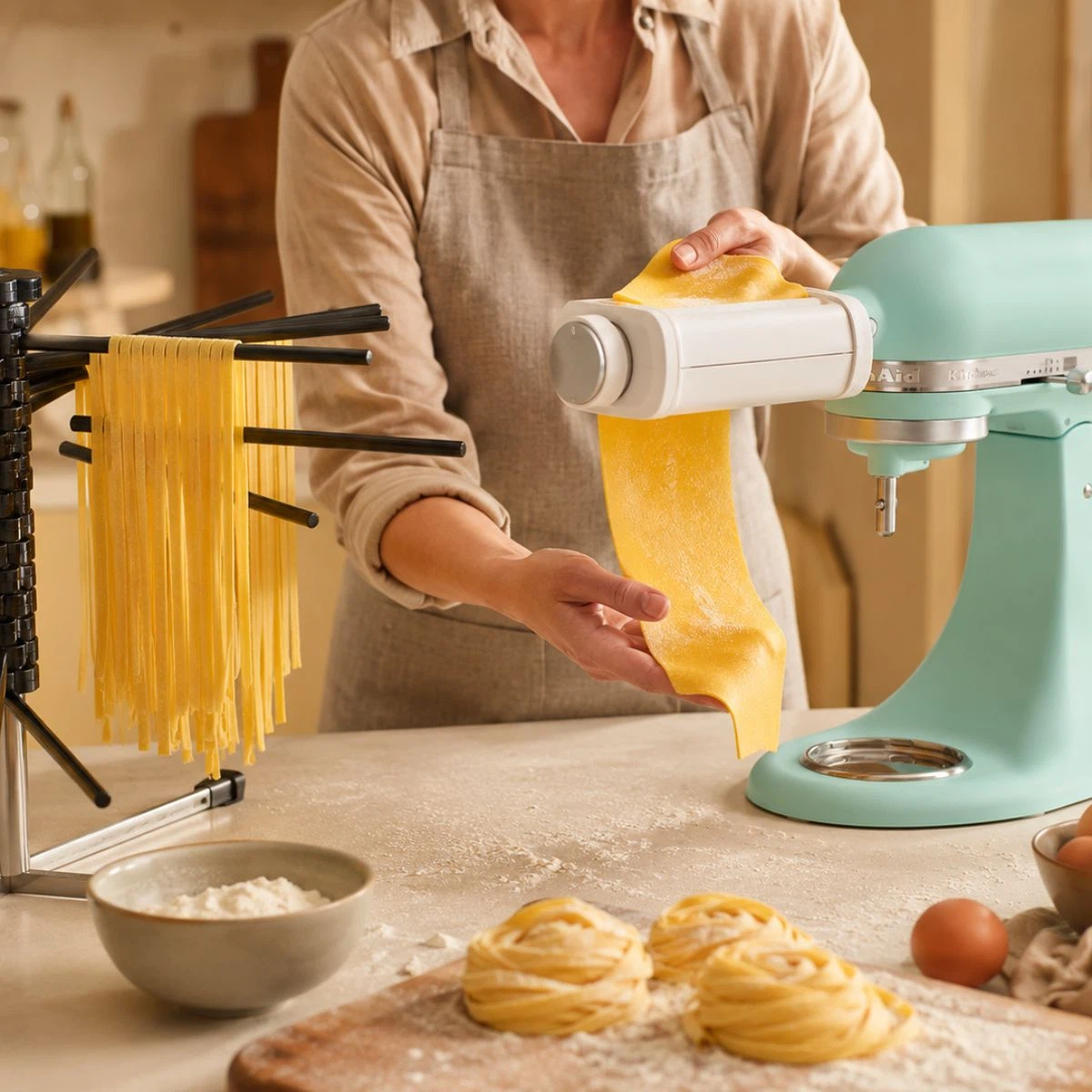 KitchenAid 3-in-1-Nudelvorsatz + GEFU Pastatrockner Diverso-Kunststoff