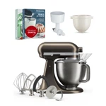 KitchenAid 4,7 L 5KSM50 Artisan Plus Küchenmaschine Breadlover mit Messerschmidt Getreidemühlenvorsatz + Brotbackschüssel-Iron ore (Bronze)