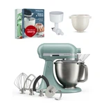 KitchenAid 4,7 L 5KSM50 Artisan Plus Küchenmaschine Breadlover mit Messerschmidt Getreidemühlenvorsatz + Brotbackschüssel-Mint Julep