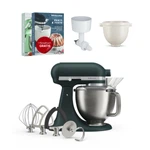 KitchenAid 4,7 L 5KSM50 Artisan Plus Küchenmaschine Breadlover mit Messerschmidt Getreidemühlenvorsatz + Brotbackschüssel-Pebbled Palm