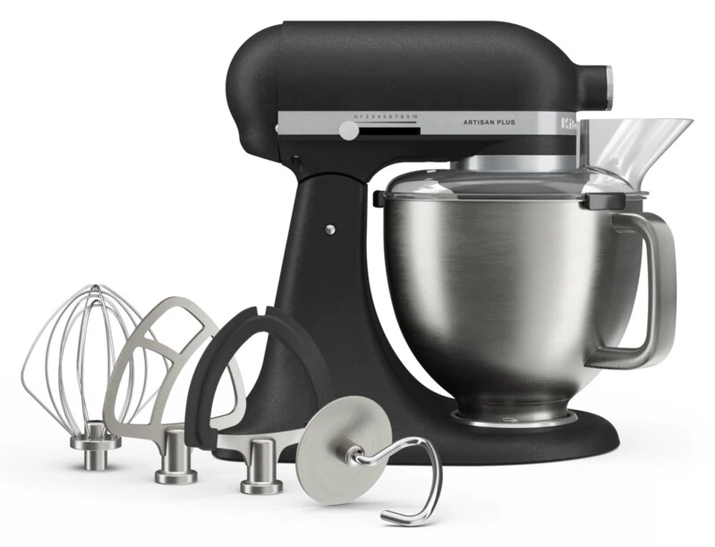 KitchenAid 4,7 L 5KSM50 Artisan Plus Küchenmaschine Pastalover mit 3-in-1 Nudelvorsatz-Gusseisen Schwarz