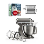 KitchenAid 4,7 L 5KSM50 Artisan Plus Küchenmaschine Pastalover mit 3-in-1 Nudelvorsatz-Medaillon Silber