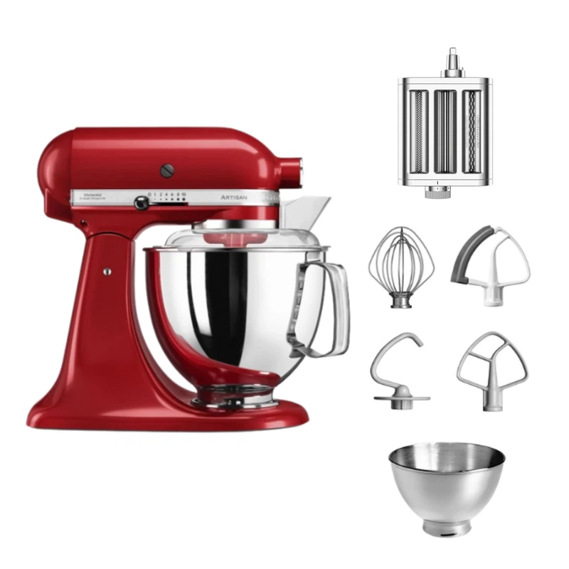 KitchenAid 4,8 L 5KSM175 Artisan Küchenmaschine Pastalover mit 3-in-1 Nudelvorsatz-Empire Rot