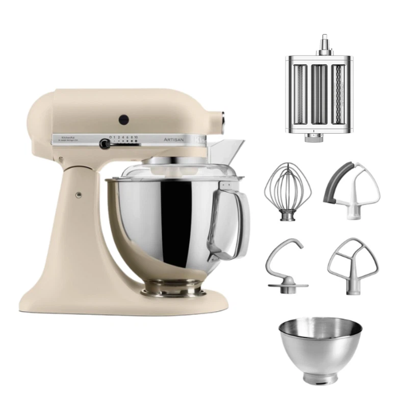 KitchenAid 4,8 L 5KSM175 Artisan Küchenmaschine Pastalover mit 3-in-1 Nudelvorsatz-Fresh Linen