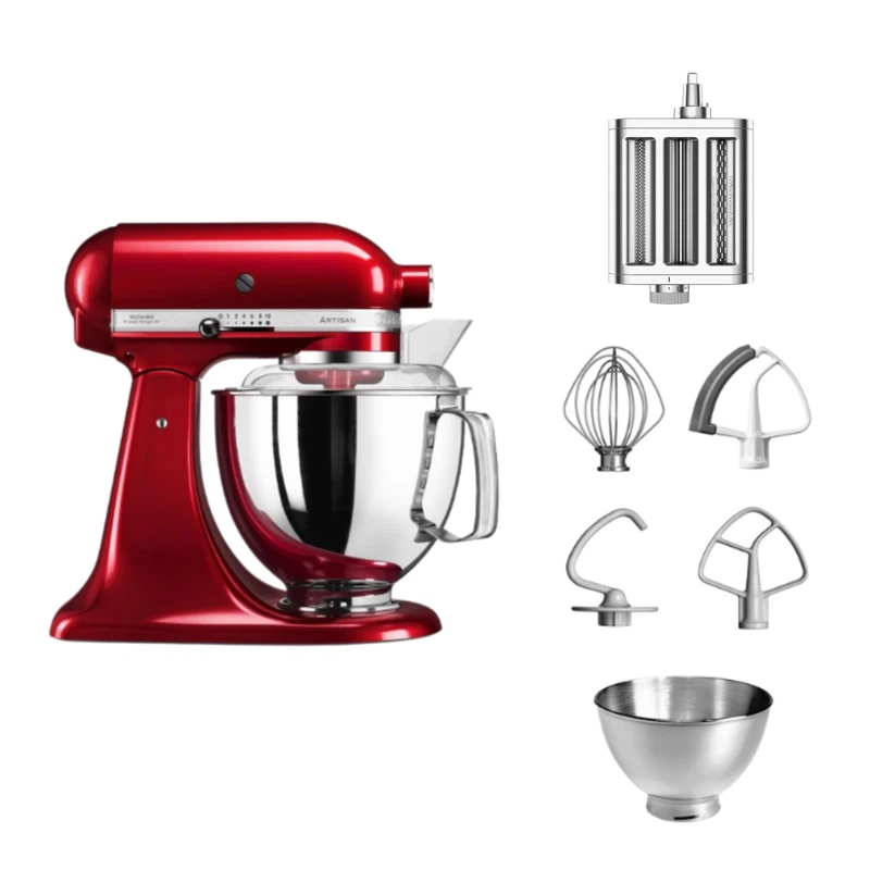 KitchenAid 4,8 L 5KSM175 Artisan Küchenmaschine Pastalover mit 3-in-1 Nudelvorsatz-Liebesapfel Rot