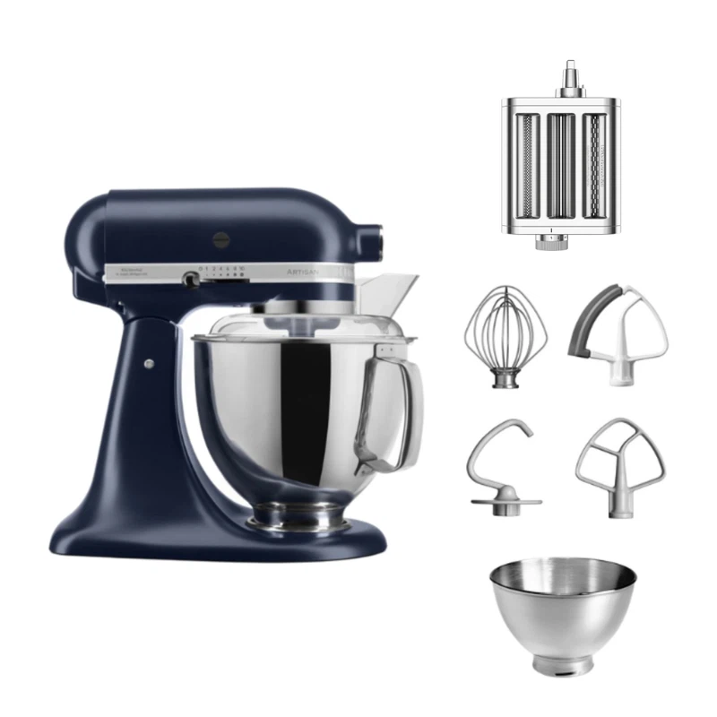 KitchenAid 4,8 L 5KSM175 Artisan Küchenmaschine Pastalover mit 3-in-1 Nudelvorsatz-Tintenblau