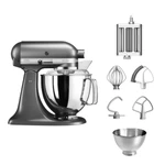 KitchenAid 4,8 L 5KSM175 Artisan Küchenmaschine Pastalover mit 3-in-1 Nudelvorsatz-Medaillon Silber