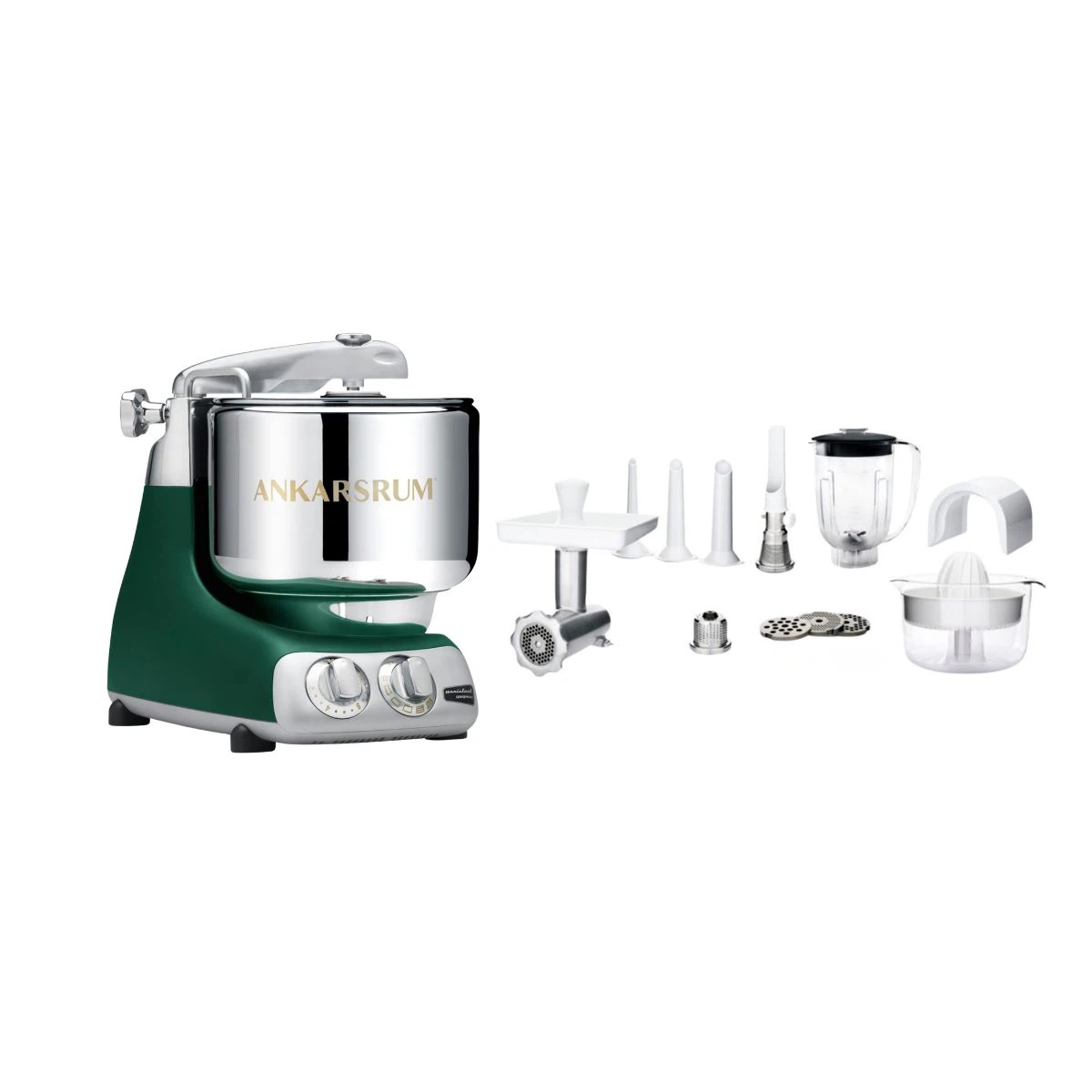 Ankarsrum Paket Allrounderset mit Deluxe Zubehörset-Forest Green