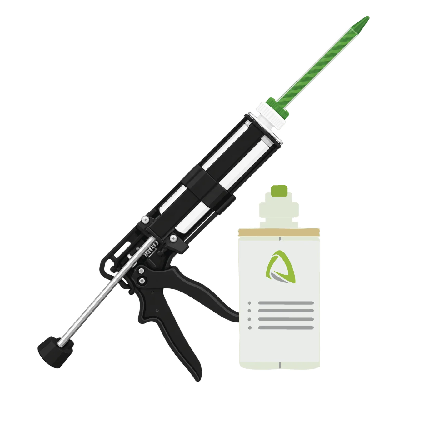 Colle pour onglon REDO BOND avec pistolet doseur, embouts mélangeurs et blocs en bois pour le parage professionnel des onglons