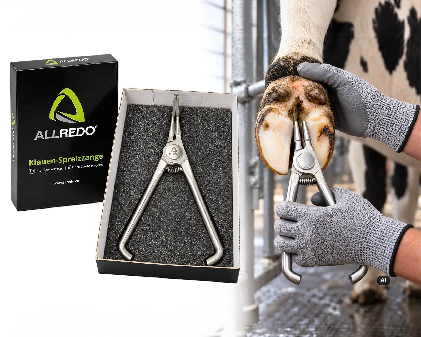 ALLREDO Klauen-Spreizzange und Abdrückzange aus rostfreiem Edelstahl mit Magnet und Federmechanismus