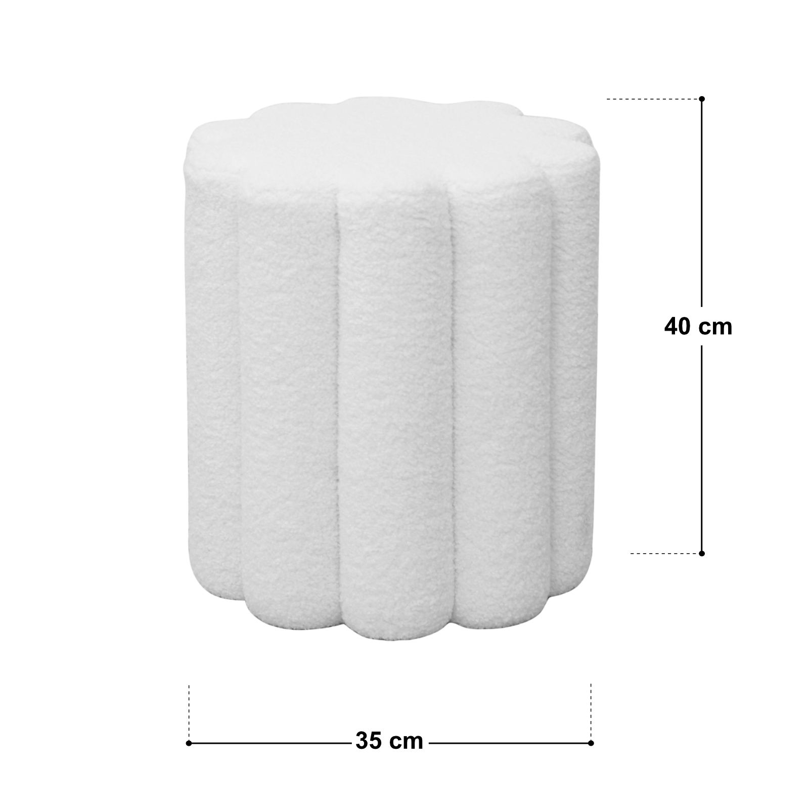 B-Ware SVITA DAHLIA Hocker Pouf Schminkhocker Ottomane Teddyboucle Flur Schwarz