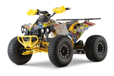 NITRO MOTORS 1500W 60V Eco midi Kinder Quad Warrior Graffiti Sport 8", Farbe: Graffiti Gelb-Blau
