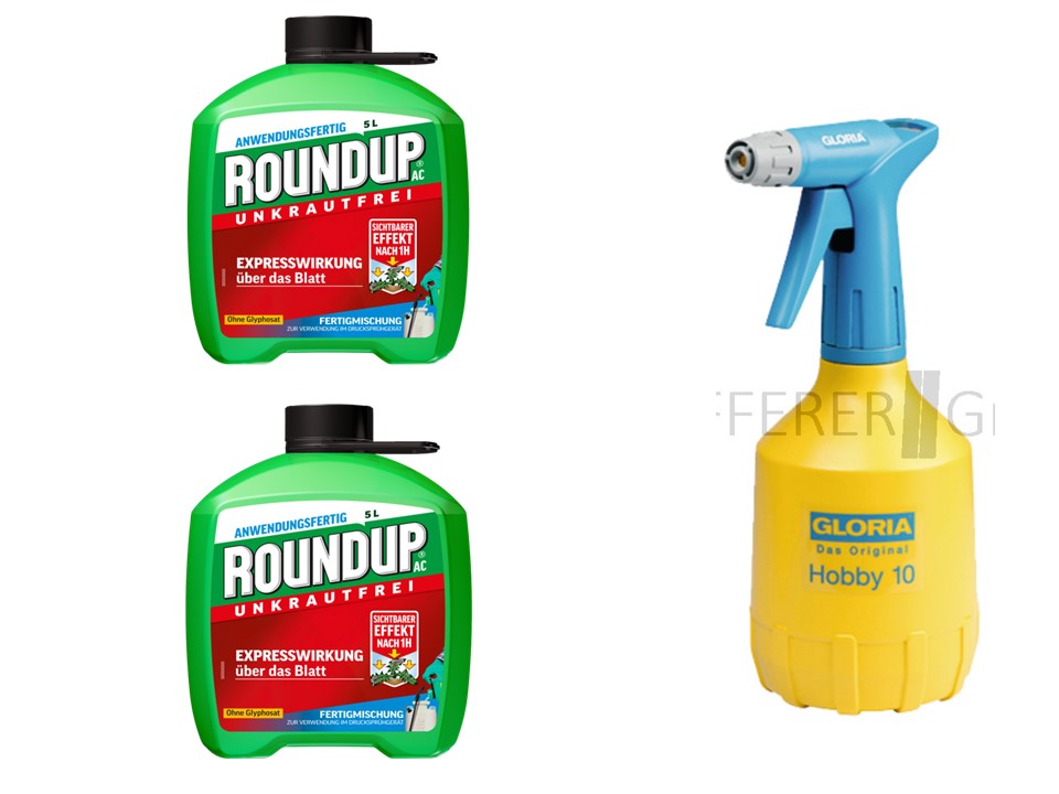 [Paket] 2x ROUNDUP AC Fertigmischung 5 Liter Unkrautvernichter + GLORIA ...