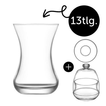 LAV Basak Teegläser Set - 135 ml (4 1/4 oz), 13-tlg Set inkl. 1 Zuckerdose