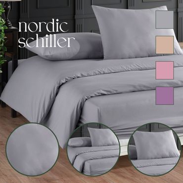 Nordic Schiller Bettwäsche-Set – 100% Baumwolle-Einzelperson, Farbe: Grau