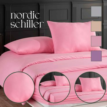 Nordic Schiller Bettwäsche-Set – 100% Baumwolle-Einzelperson, Farbe: Rosa