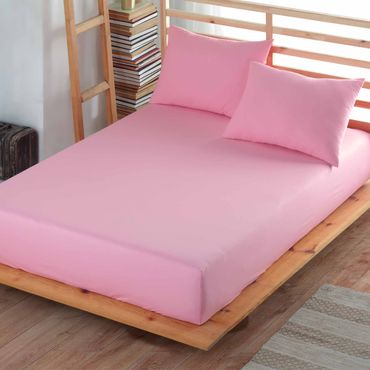 Nordic Schiller Ranforce Baumwoll-Spannbettlaken, Farbe: Rosa