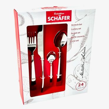Schäfer Besteckset 24-tlg. Metallic Silver 18/0, Farbe: Silber