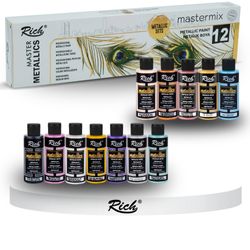 RICH MASTERMIX Metallic Acrylfarben-Set 12 Farben - 60 ml RICH MASTERMIX Metallic Acrylfarben-Set 12 Farben - 60 ml