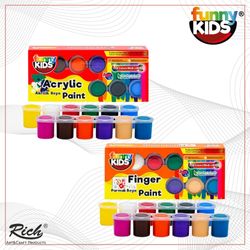 FUNNY KIDS Acrylfarben Set & Fingerfarben Set - 12x25 ml (jeweils 12 Farben) FUNNY KIDS Acrylfarben Set & Fingerfarben Set - 12x25 ml (jeweils 12 Farben)