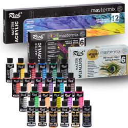 RICH MASTERMIX Acrylfarben 24 Farben Set - 60 ml (Standard, Neon, Metallic) RICH MASTERMIX Acrylfarben 24 Farben Set - 60 ml (Standard, Neon, Metallic)