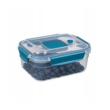 CRALEX Doina rechteckiger Vakuum-Aufbewahrungsbehälter, Volumen: 2100ml, Farbe: Blau