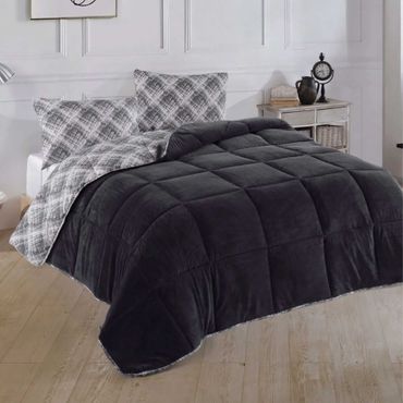 Nordic Schiller Wellsoft 4-Jahreszeiten Doppelseitige Bettdecke - Anthrazit, Maße (Breite x Länge): 195 cm x 215 cm