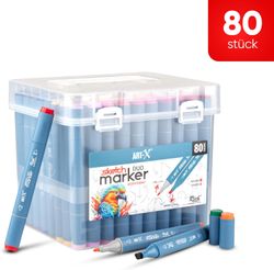 ART-X Doppelspitzen Marker Set - 80 Farben, Alkoholbasis, Sketch Marker ART-X Doppelspitzen Marker Set - 80 Farben, Alkoholbasis, Sketch Marker