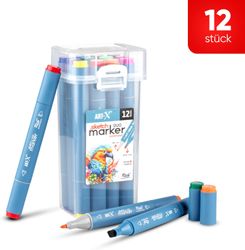 ART-X Doppelspitzen Skizzen Marker Set - 12 Farben, Alkoholbasiert, Sketch Marker ART-X Doppelspitzen Skizzen Marker Set - 12 Farben, Alkoholbasiert, Sketch Marker