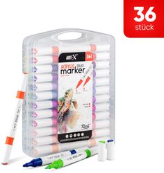 ART-X Acryl Marker Set - 36 Farben, Doppelspitzen, Für Profis & Künstler ART-X Acryl Marker Set - 36 Farben, Doppelspitzen, Für Profis & Künstler