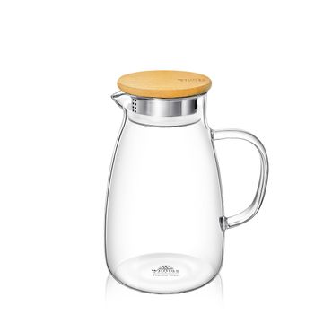 Wilmax Karaffe 1900 ml Thermoglas mit Bambusdeckel Transparent WL-888216/A, Volumen: 1500ml