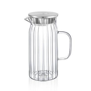 Wilmax Karaffe 1500 ml Thermoglas mit Edelstahl Deckel Transparent WL-888220/A, Volumen: 1000ml