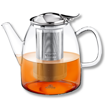 Wilmax Thermoglas Teekanne mit Edelstahl-Teesieb, Volumen: 950ml