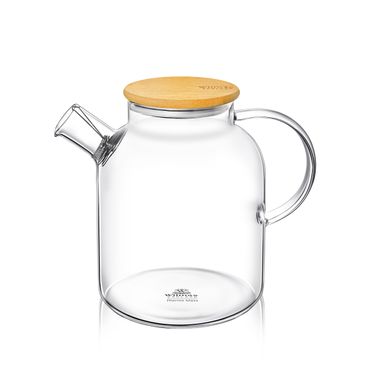 Wilmax Thermoglas Teekanne mit Bambusdeckel, Volumen: 1600ml