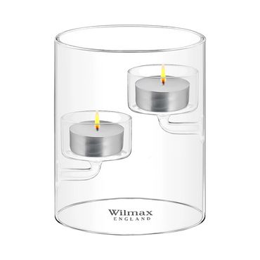 Wilmax Kerzenhalter für 2 Teelichter Thermoglas WL-888905/A