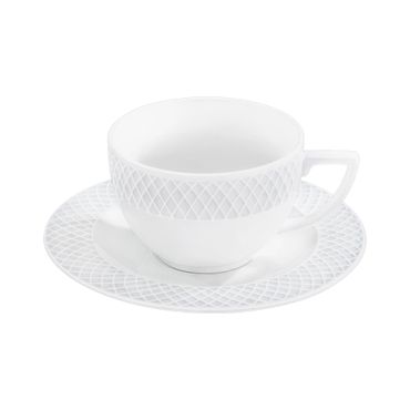 Wilmax Tasse mit Untertasse 240 ml Weiß Porzellan 6er Set 