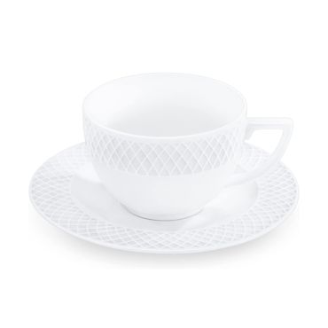 Wilmax Diamond Cappuccino Tasse mit Untertasse 170 ml Weiß Porzellan 6er Set 