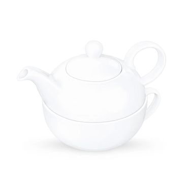 Wilmax Teekanne und Tasse Set 375 ml 340 ml Weiß Porzellan WL-994048/AB