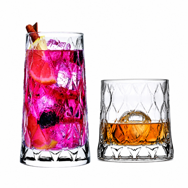 Pasabahce Leafy Gläser Set - 4 Longdrinkgläser 450 ml + 4 Whiskyglas 300 ml