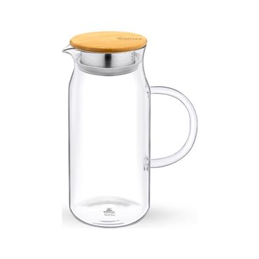 Wilmax Borosilikat Glas Krug mit Bambusdeckel, Volumen: 1000ml
