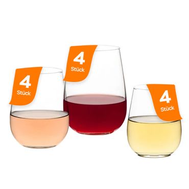 LAV Gaia Trinkgläser Set 12-tlg. - 3 Größen (360, 475 & 590 ml)