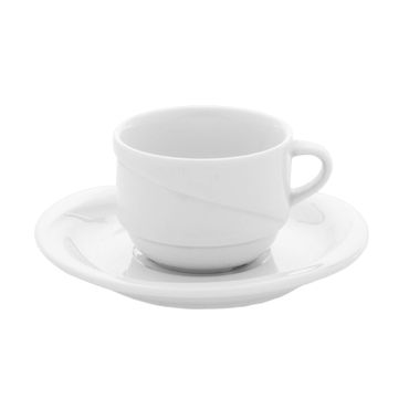GÜRAL X-TANBUL Professional Kaffeetasse mit Untertasse, Porzellan, 170cc, weiß