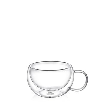 Wilmax Doppelwandige Thermoglas-Tasse mit Henkel, Volumen: 250ml