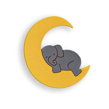 Cozy Collections Handbemaltes LED-Wandnachtlicht mit Elefantenmotiv aus Holz auf dem Mond(LED, Batteriebetrieb)