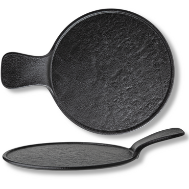 Wilmax Runde Servierplatte mit Griff SlateStone Schwarz 30.5 x 21.5 cm Porzellan WL-661137/A