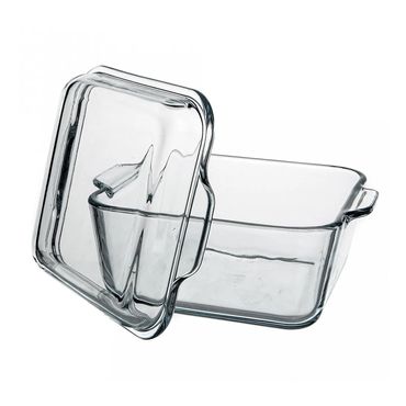 Pasabahce Borcam Kleine Quadratische Glas-Auflaufform mit Deckel 1000 ml 174 × 147 mm