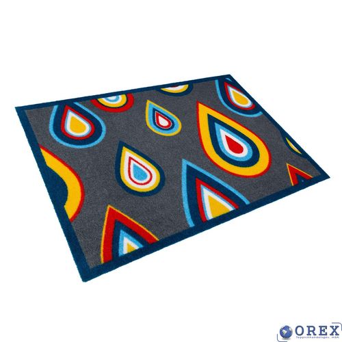 Designer Türmatte Schmutzfang Contzen 50x78cm grau blau
